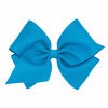 Picture of Wee Ones Girls' Mini King Classic Grosgrain Hair Bow on a WeeStay No-Slip Hair Clip with Plain Wrap, Island Blue