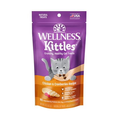 Picture of Wellness Kittles Crunchy Natural Grain Free Cat Treats, Chicken & Cranberries Recipe, All Life Stages, 2-Ounce Bag