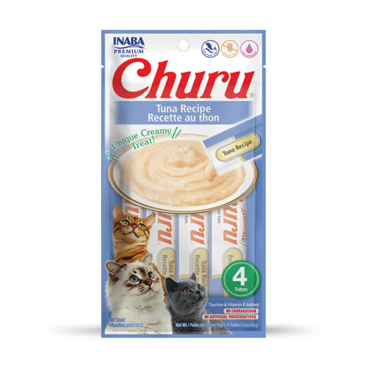 Picture of INABA Churu Lickable Purée Natural Cat Treats (Tuna Recipe, 4 Tubes)