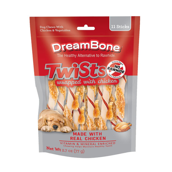 Picture of Dreambone Twists Wrapped with Chicken, No-Rawhide Chews for Dogs, 11 Count