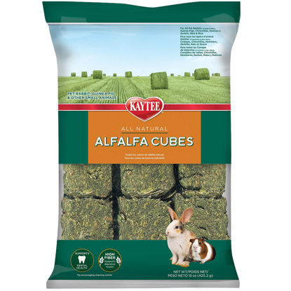 Picture of Kaytee Alfalfa Cubes for Rabbits, Guinea Pigs, and Other Small Animals, 15 oz