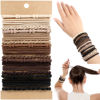 Picture of OHCISP Boho Hair Ties, 20 PCS of 4 Styles Cute Bands for Thick or Thin Hair, No Damage Elastic Bracelets, Brown Hair Accessories for Girls and Women