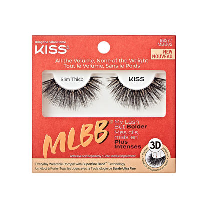 Picture of KISS My Lash But Bolder, False Eyelashes, 'Slim Thicc', 16 mm, Includes 1 Pair, Contact Lens Friendly, Easy to Apply, Reusable Strip Lashes, Glue On Lashes