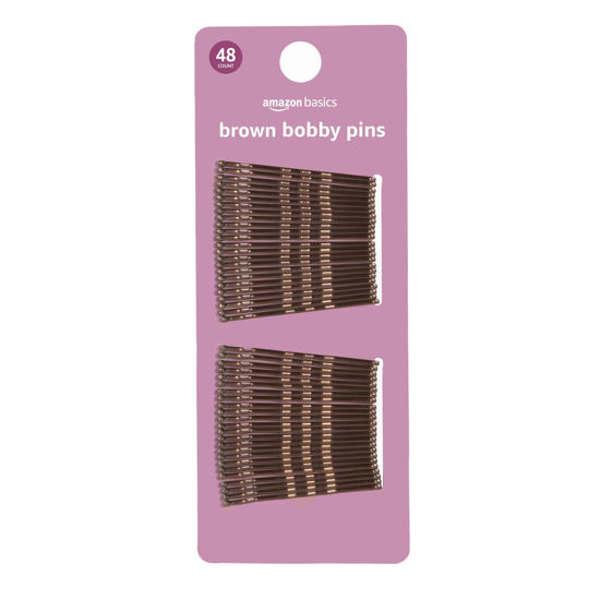 Picture of Amazon Basics Bobby Pins Brown 48 Count