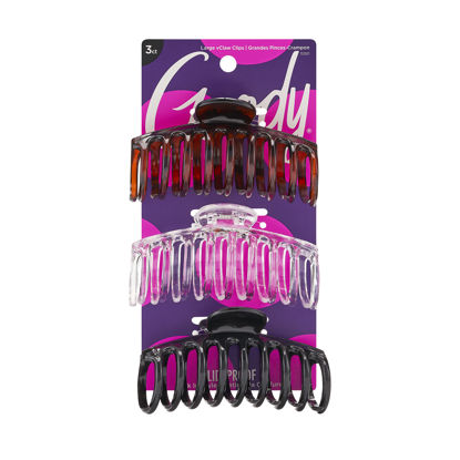 Picture of Goody Classics Large Sprial Claw Clips , Assorted Colors - Great for Easily Pulling Up Your Hair - Pain-Free Hair Accessories for Women, Men, Boys, and Girls, 3 Count (Pack of 1)