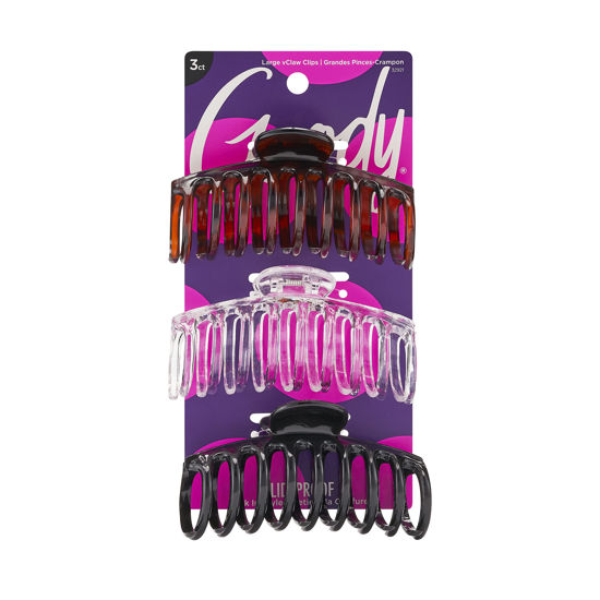 Picture of Goody Classics Large Sprial Claw Clips , Assorted Colors - Great for Easily Pulling Up Your Hair - Pain-Free Hair Accessories for Women, Men, Boys, and Girls, 3 Count (Pack of 1)