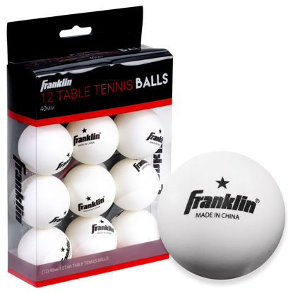 Picture of Franklin Sports Ping Pong Balls - Official Size + Weight White 40mm Table Tennis One Star Professional Durable High Performance 12 Count (Pack of 1) Packaging may vary, White