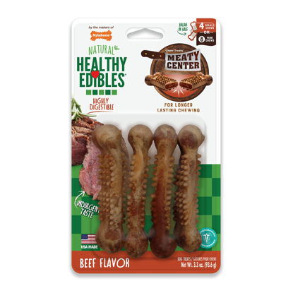 Picture of Nylabone Healthy Edibles Natural Dog Chews Long Lasting Chew Treats for Dogs, Roast Beef Flavor, X-Small/Petite (4 Count)