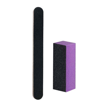 Picture of Nail File and Buffer Block, Professional Manicure Tools Kits, 100/180 Grit, Black Nail Pedicure File and Sanding Buffing Grinding Plisher File