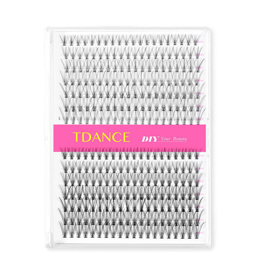 Picture of Nutural Cluster Lashes DIY Eyelash Extension D Curl, Volume Lash Clusters Soft Reusable Lashes Comfortable Natural Lashes Individual Lashes Easy to Use at Home (10D+20D-0.07D-10-16mm)