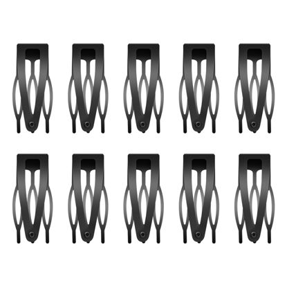 Picture of 10 Pcs Double Grip Hair Clips, Sightor Metal Snap Hair Clips Hair Barrettes for Women Hair Making Salon Supplies Hair Accessories (Black)