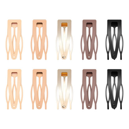 Picture of 10 Pcs Double Grip Hair Clips, Sightor Metal Snap Hair Clips Hair Barrettes for Women Hair Making Salon Supplies Hair Accessories (Black, Brown, Beige, Khaki, Gold)