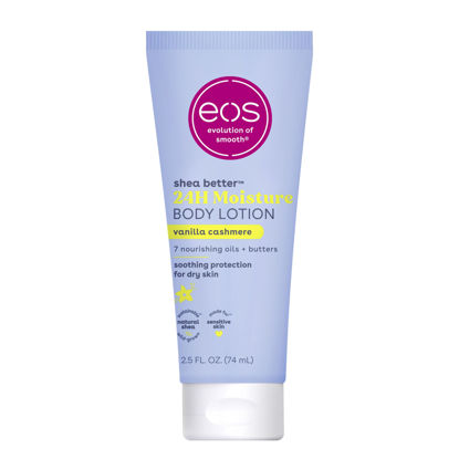 Picture of eos 24H Moisture Travel Body Lotion- Vanilla Cashmere, Travel Size Essential, Toiletries, Mini Body Lotion, 2.5 fl oz