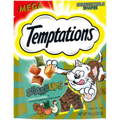 Picture of TEMPTATIONS ShakeUps Crunchy and Soft Cat Treats, CLUCKY CARNIVAL, Multiple Sizes