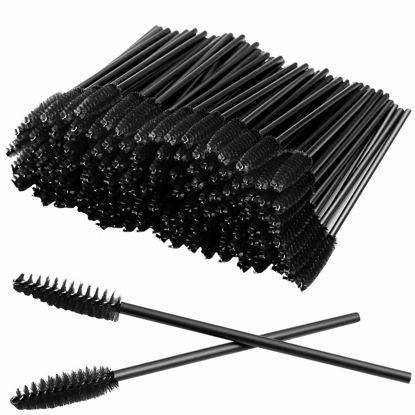 Picture of GUMIKE 100 Pcs Disposable Eyelash Mascara Brushes for Eye Lashes Extension Eyebrow and Makeup (Black)