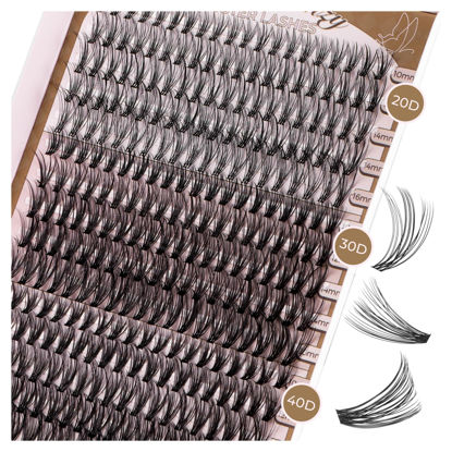 Picture of LASHVIEW Lash-Extension-Clusters 300pcs D Curl Lash Clusters Natural Look Cluster Lashes Extensions Super Thin Band & Soft Lashes Reusable 9-16mm MIX (20D&30D&40D)