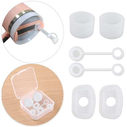 Picture of Spill-Proof Silicone Accessory Set for Stanley Cups - Includes Straw Covers, Round and Square Leak Stoppers - Anti-Dust Tumbler Accessories