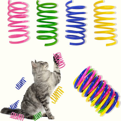 Picture of AGYM Cat Toys, 30 Pack Cat Spring Toys for Indoor Cats, Colorful & Durable Plastic Spring Coils Attract Cats to Swat, Bite, Hunt, Interactive Toys for Cats and Kittens