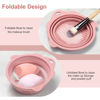 Picture of Foldable Silicone Makeup Brush Cleaner Bowl - Etercycle Portable Cleaning Tool for Brushes, Powder Puffs, and Sponges (Pink)