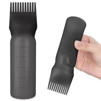 Picture of Bunrod Root Comb Bottle Applicator 6 Ounce, Oil Applicator for Hair Dye Hair Oiling Applicator with Graduated Scale (Black)