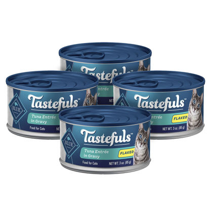 Picture of Blue Buffalo Tastefuls Natural Wet Cat Food Cans, Flaked Style, Tuna Entrée in Gravy 3-oz Cans (Pack of 4)