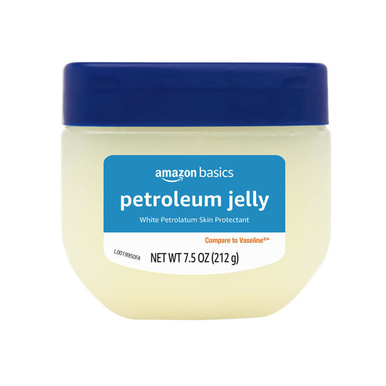 Picture of Amazon Basics Petroleum Jelly White Petrolatum Skin Protectant, Unscented, 7.5 Ounce, Pack of 1