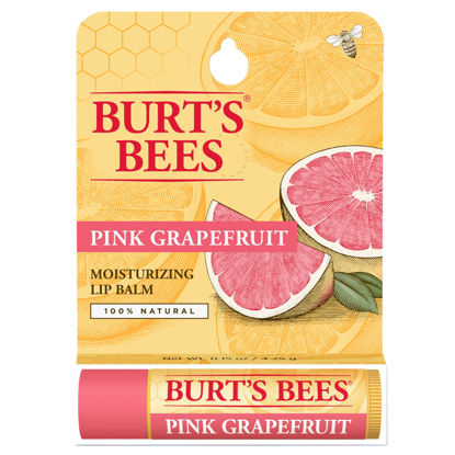 Picture of Burt's Bees 100% Natural Moisturizing Lip Balm, Pink Grapefruit with Beeswax & Fruit Extracts, 1 Tube