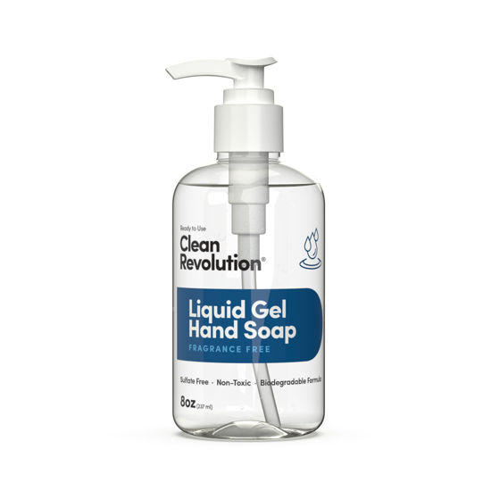 Picture of Clean Revolution Liquid Gel Hand Soap, Silky Rich Liquid, Quick Lather, Fast Rinsing (Fragrance Free) 8 Fl Oz