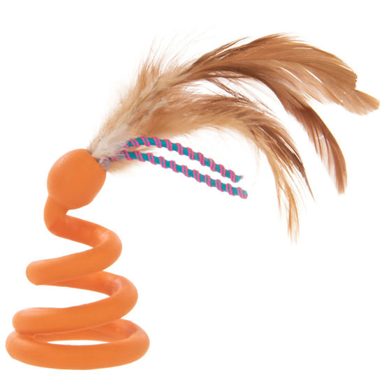 Picture of Petlinks Batty Boing Soft Spring & Feather Cat Toy - Orange, One Size