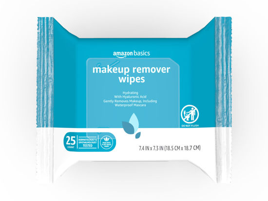 Picture of Amazon Basics Hydrating Makeup Remover Wipes, 25 wipes