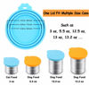 Picture of Comtim Pet Food Can Cover Silicone Can Lids for Dog and Cat Food(Universal Size,One fit 3 Standard Size Food Cans) (Blue/Orange)