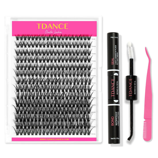 Picture of TDANCE DIY Lash Extension Kit 280 PCS Cluster Lashes Kit with D Curl,9-16mm Mix Lash Clusters, Lash Bond and Seal, Lash Applicator for DIY Eyelash Extension Kit at Home(40D-0.07D-9-16MIX Kit)