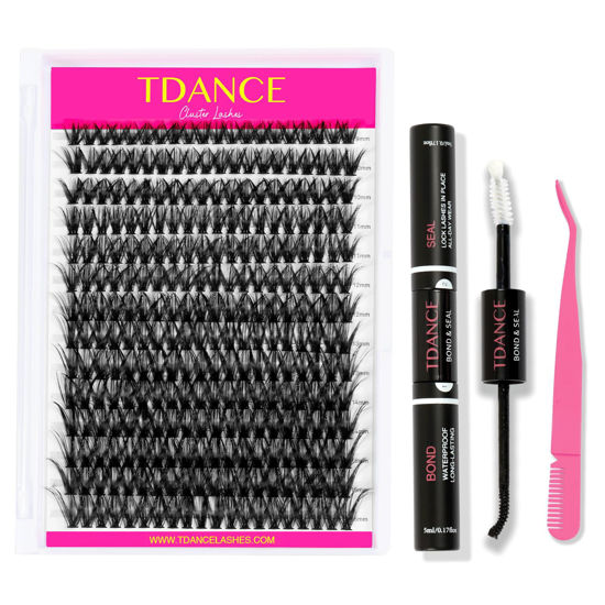 Picture of TDANCE DIY Lash Extension Kit 280 PCS Cluster Lshes Kit with D Curl,9-16mm Mix Lash Clusters, Lash Bond and Seal, Lash Applicator for DIY Eyelash Extension Kit at Home(50D-0.07D-9-16MIX Kit)