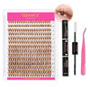 Picture of Brown Lash Extension Kit DIY 280pcs Lash Clusters Eyelash Extension Kit,9-16mm Mix 40D Individual Lashes Kit with Lash Bond and Seal Lash Tweezers for Self Use(40D-Brown Kit)