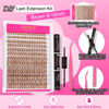 Picture of Brown Lash Extension Kit DIY 280pcs Lash Clusters Eyelash Extension Kit,9-16mm Mix 40D Individual Lashes Kit with Lash Bond and Seal Lash Tweezers for Self Use(40D-Brown Kit)