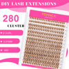 Picture of Brown Lash Extension Kit DIY 280pcs Lash Clusters Eyelash Extension Kit,9-16mm Mix 40D Individual Lashes Kit with Lash Bond and Seal Lash Tweezers for Self Use(40D-Brown Kit)