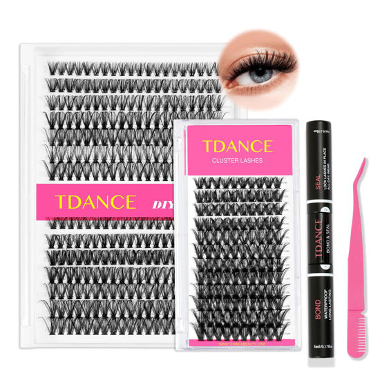 Picture of TDANCE DIY Lash Extension Kit Cluster Lashes Kit with 400 PCS Lash Clusters, Lash Bond and Seal, Lash Applicator for DIY Eyelash Extension Kit at Home(Kit-30D+40D+50D)