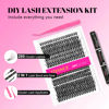 Picture of TDANCE DIY Lash Extension Kit 280 PCS Cluster Lashes Kit with D Curl, 10-16mm Mix Lash Clusters, Lash Bond and Seal, Lash Applicator for DIY Eyelash Extension Kit at Home(40D+50D-0.07D-10-16MIX Kit)