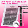 Picture of Natural Lash Clusters Kit Wispy Cluster Lashes D Curl Left&Right Cluster Kit Eyelashes Extensions Cat Eye Lashes with Lash Bond and Seal and Lash Tweezers by TDANCE (FOX-40D-9-16MIX KIT)