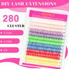 Picture of TDANCE DIY Lash Extension Kit 280 PCS Cluster Lashes Kit with 7 Mixed Colored Lash Clusters, Lash Bond and Seal, Lash Applicator for DIY Eyelash Extension Kit at Home(Kit-30D-Colored-16mm)