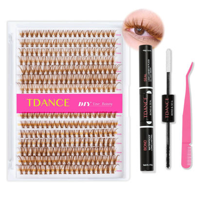 Picture of TDANCE Brown Lash Extension Kit DIY 280pcs Lash Clusters Eyelash Extension Kit,10-16mm Mix 30D 40D Curl Individual Lashes Kit with Lash Bond and Seal Lash Tweezers for Self Use(30D+40D-Brown Kit)