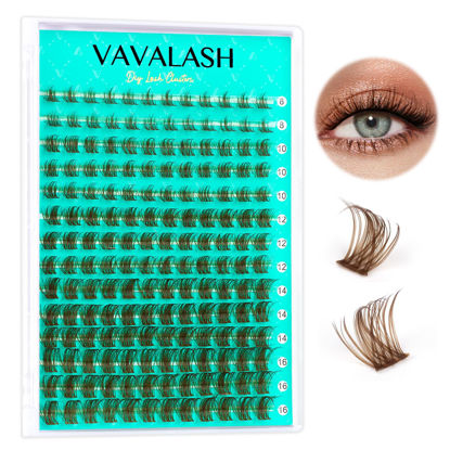 Picture of VAVALASH Brown Wispy DIY Lash Extensions Color Volume Cluster Lashes D Curl Lash Clusters Faux Mink Slik Wispy False Lashes Easy Lash Extension DIY at Home (Wispy-Brown-0.07-D-8-16mm)