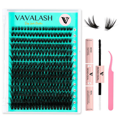 Picture of VAVALASH DIY Lash Extension Kit 280 PCS Individual Cluster Lashes Kit 50D 0.07-D-9-16mm Lash Clusters, Lash Bond and Seal, Lash Tweezer for DIY Eyelash Extension at Home（Kit-50D-0.07-D-9-16MIX）