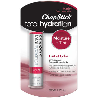 Picture of ChapStick Total Hydration Moisture + Tint Merlot Tinted Lip Balm Tube, Merlot Tinted ChapStick for Lip Care - .12 Oz