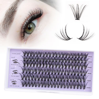 Picture of Lash Clusters 120 Pcs Individual Lashes 30D Wispy Lash Extension Natural Cluster Lashes DIY Eyelash Extensions 10-16mm Length Mix Soft for Makeup at Home (30D-0.07-10-16MIX)