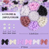 Picture of 1 Box 3D Bow Nail Charms and Flatback Pearls Set 6, 120 Pcs Cute Bow Charms in 6 Colors for Nail Design + 2-4mm White Nail Pearls with Pickup Tweezer and Pencil for Nail Art Decoration