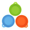 Picture of SHENGQIDZ 3 Pack Pet Food Can Covers Universal Can Lids Safe/Silicone Dog&Cat Food Can Lid Covers (green+blue+orange)