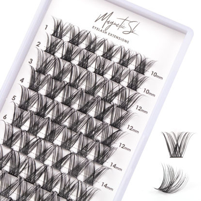 Picture of Magnetic SL False Eyelashes, 72 Individual Clusters, Natural Look, DIY Wispy Fluffy Lash Extension Kit, Reusable, C D Curl, 10-16mm, Mix & Match