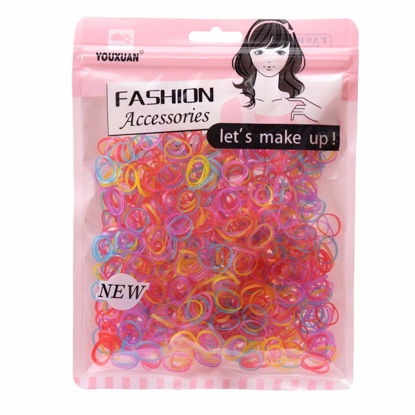 Picture of Youxuan Kids Elastics No Damage Colored Hair Bands Fashion Girls Hair Ties 1000 Count Small Size