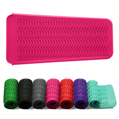 Picture of ZAXOP Resistant Silicone Mat Pouch for Flat Iron, Curling Iron,Hot Hair Tools (Hotpink)